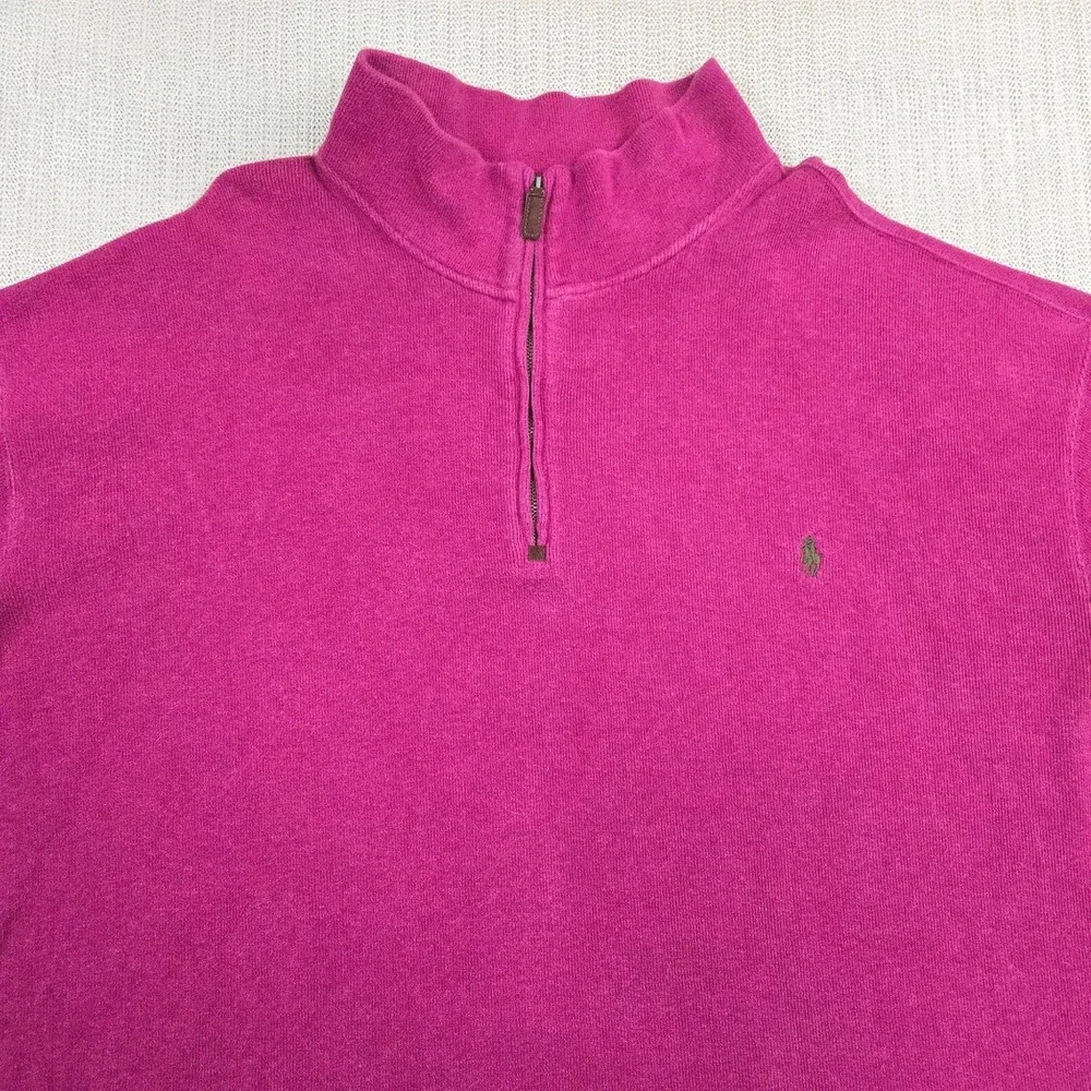 Polo Ralph Lauren Sweater Men 3XLT Tall Red‎ 1/4 Zip Mock Neck Sweatshirt Pony